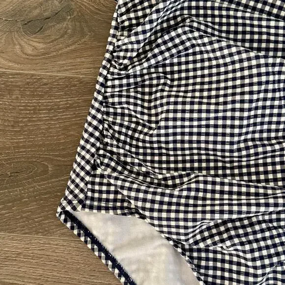 Draper James RSVP Preppy Gingham Swimsuit Ruched Halter Xsmall NEW - Picture 2 of 11